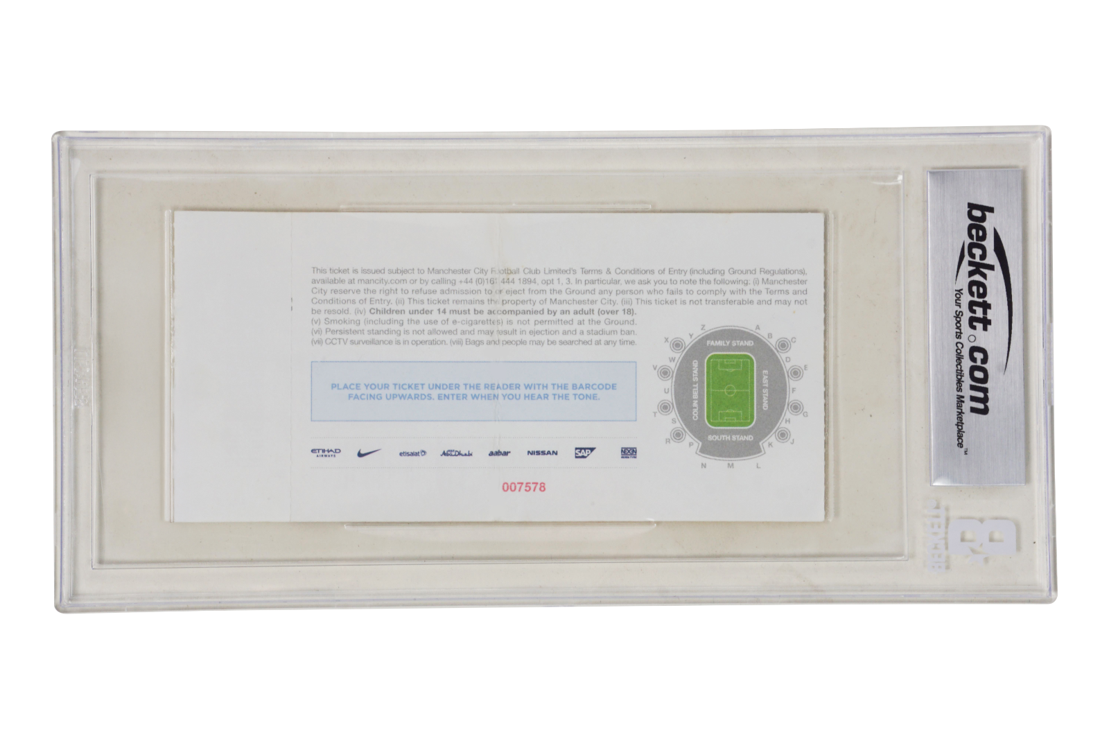 Sergio Aguero Signed 2017 EPL Goal Record For Non-European Match Ticket – BGS 3